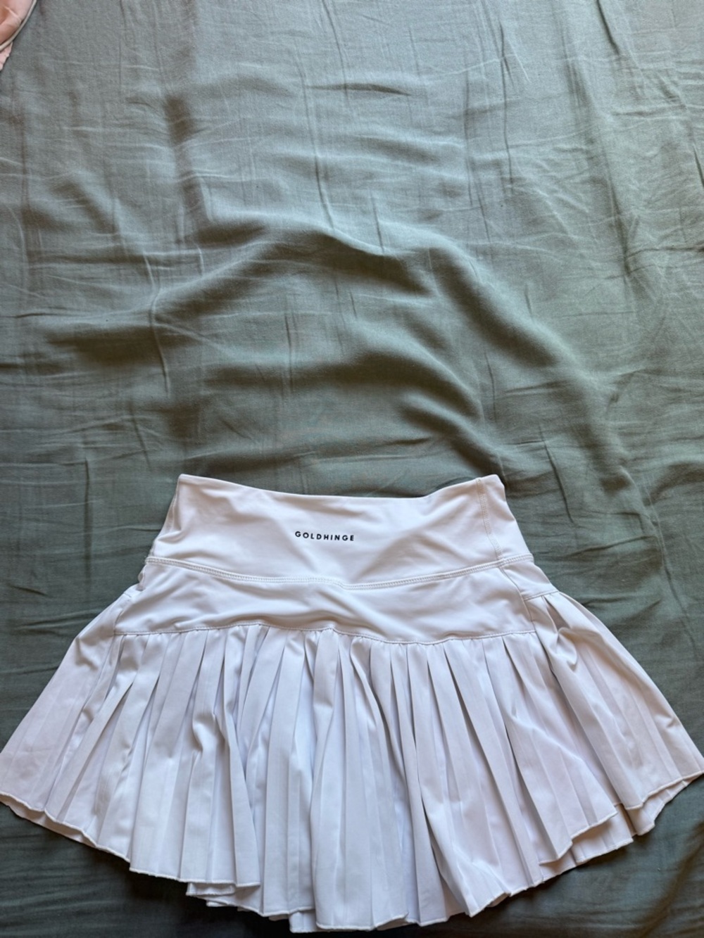 GoldHinge White Pleated Mini Skirt